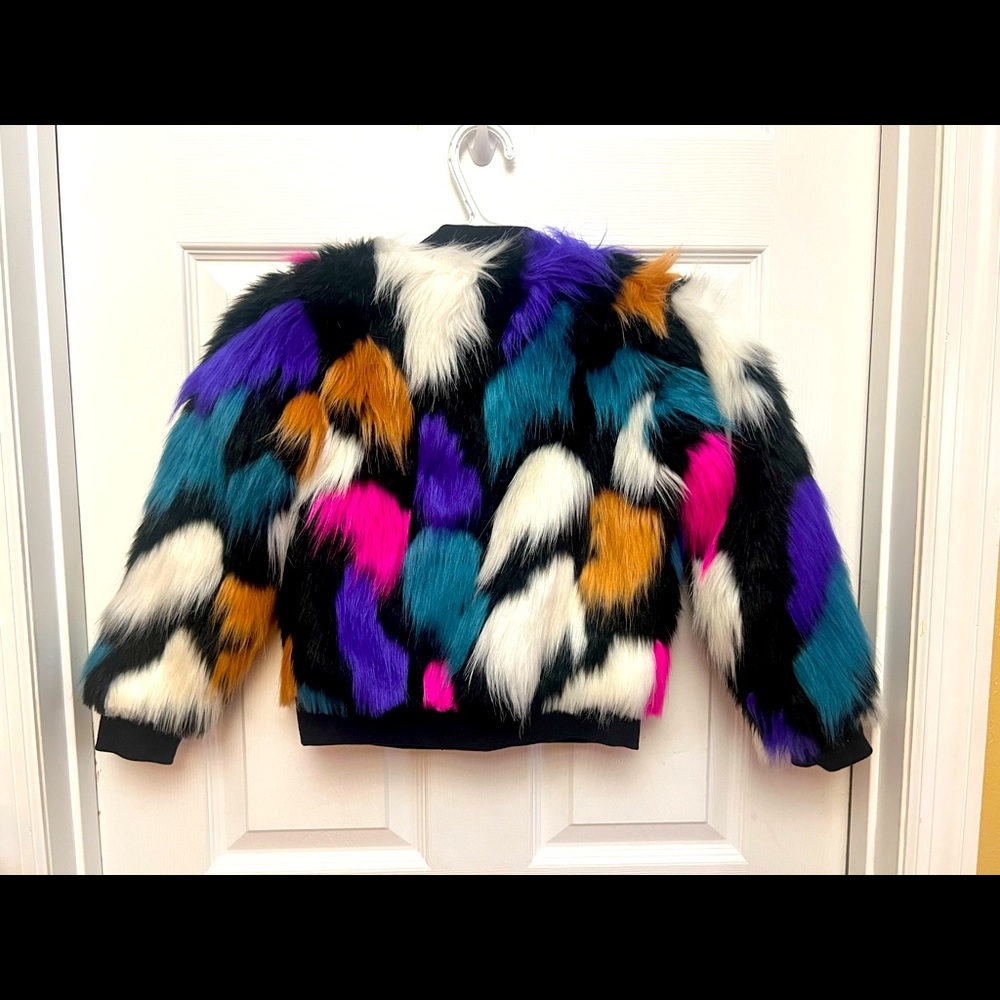 Multicolor fake fur jacket